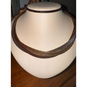 925 Italy Multi Tone Braided‎ Mesh Necklace Sterling Silver Adjustable Chain